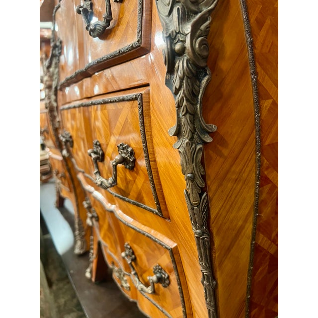 Pair of Red Marble-Top Parquetry Petite Commodes Nightstands For Sale - Image 13 of 15