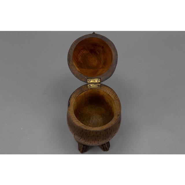 Mid-Century Black Forest Style Carved Linden Wood Owl Box, Germany, 1950s For Sale - Image 16 of 18