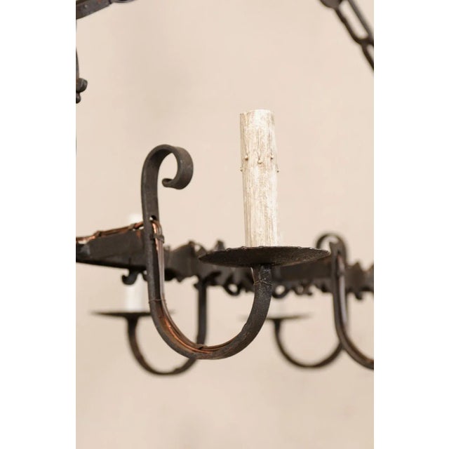 Mid 20th Century French 6-Light Iron Chandelier For Sale - Image 11 of 11