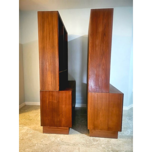 Mid-Century Modern 1960s Danish Teak Double Wall Unit by Erik Brouer for Brouer Mobelfabrik - Set of 2 For Sale - Image 3 of 12