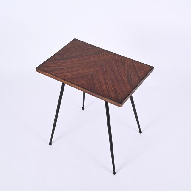 Mid-Century Italian Rectangular Side Table in Teak and Enameled Metal, 1950s For Sale - Image 11 of 14