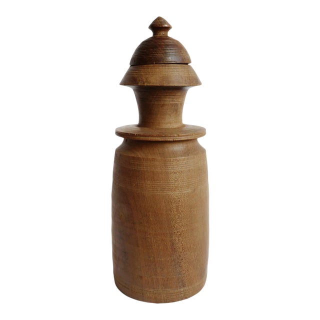 Antique Old Tekhi Wood Storage Jar For Sale