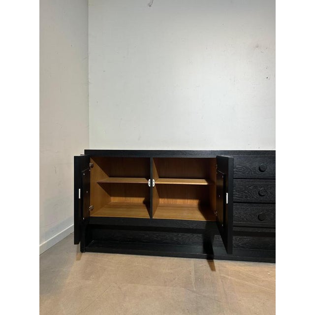 Brutalist Black Oak Credenza For Sale - Image 6 of 8