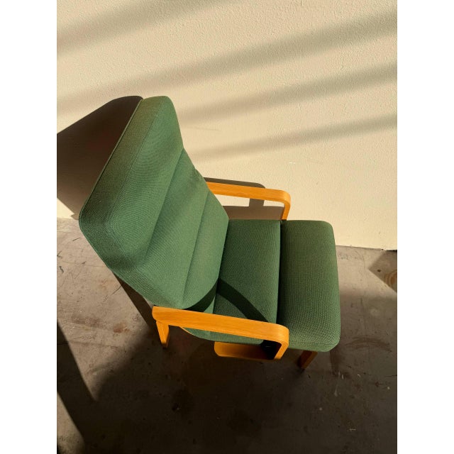 Mid 20th Century Mid 20th Century Danish Modern Lounge Chair by Magnus Olesen – Bentwood Frame, Green Upholstery, MCM Scandinavian Design For Sale - Image 5 of 9