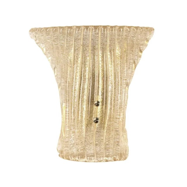 Ribbed Amber and Golden Murano Glass Wall Lamp, 1960s For Sale - Image 10 of 10