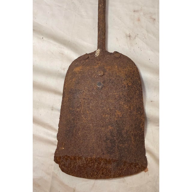 Antique 18th Century Wrought Iron Turned Brass English Fireplace Shovel Tool 16 For Sale - Image 10 of 11