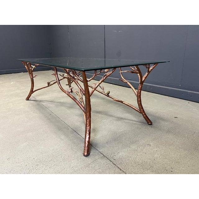 Vintage Hand Crafted Wrought Iron Tree Branches Cocktail Table with Glass, 1970s For Sale - Image 9 of 14