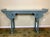 Long rectangular vintage blue-green Ming style altar table with cumulous side scrolls and classically square molded legs...
