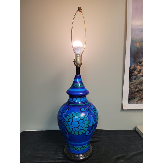 Royal Blue Mid Century Modern Italian Table Lamp For Sale - Image 8 of 8