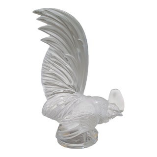 Lalique Coq Nain Art Deco Frosted Glass Rooster For Sale
