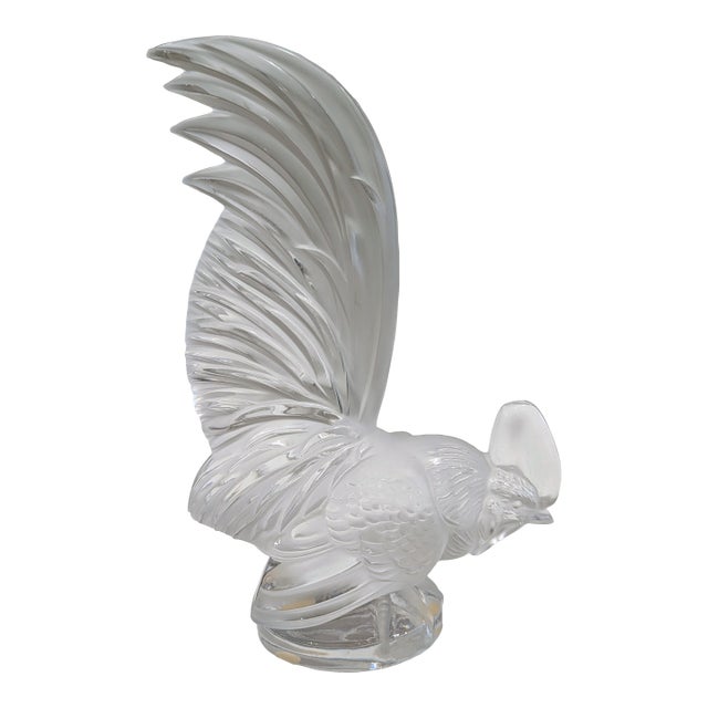 Lalique Coq Nain Art Deco Frosted Glass Rooster For Sale