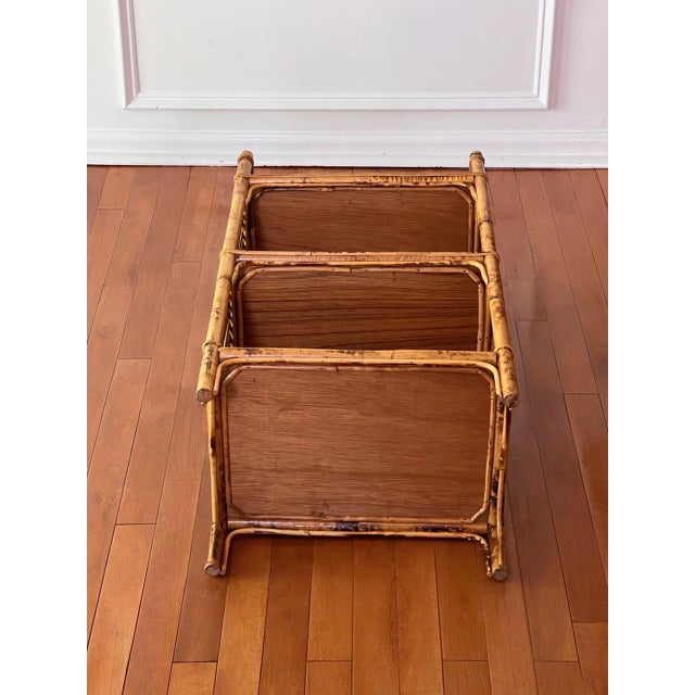 1970s Organic Modern Three-Tier Small Etagere in Burnt Bamboo and Rattan For Sale - Image 13 of 13