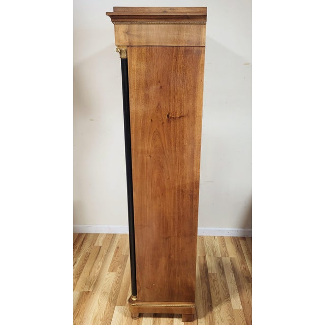 Late 19th Century 19th C French Walnut Ebony & Bronze Empire Curio Vitrine Bookcase For Sale - Image 5 of 18