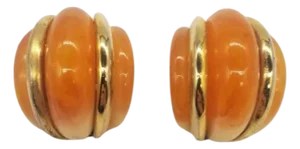1980s Kenneth Jay Lane Double Ribbed Domed Clip-on Earrings, a Pair