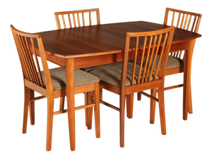 Mid-Century Extendable Walnut Dining Table and Chairs from Vanson, 1950s, Set of 5