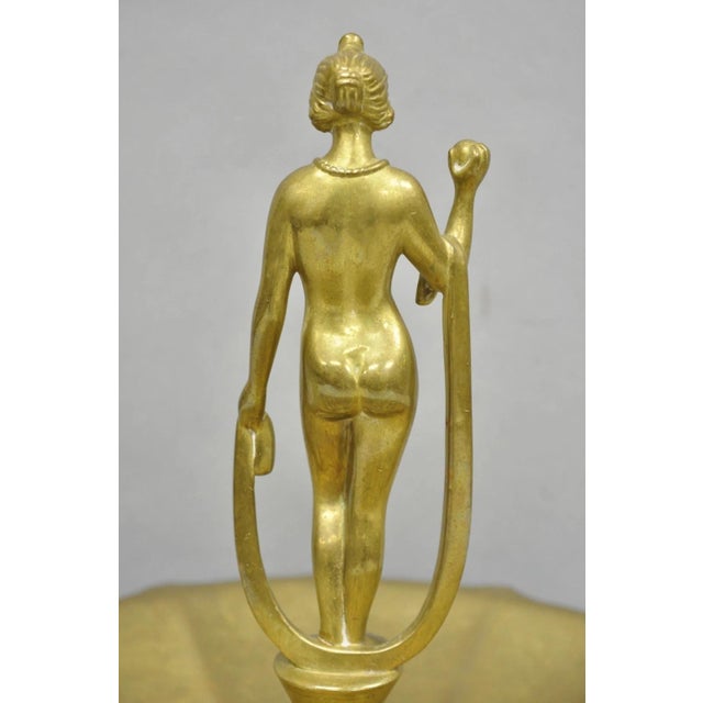 Vintage Art Nouveau Brass Figural Nude Woman Centerpiece Compote Dish Bowl For Sale - Image 15 of 18