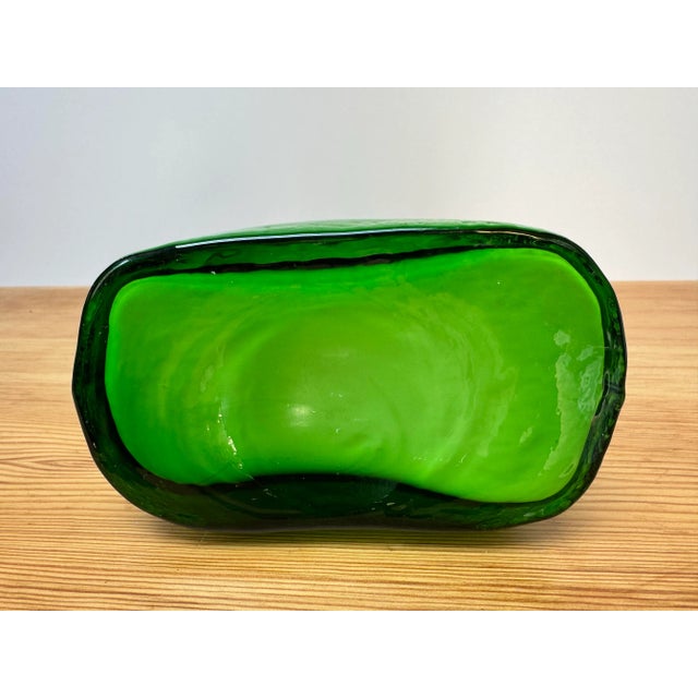 Large Mid-Century Modern Green Art Glass Bottle Vase For Sale - Image 6 of 7