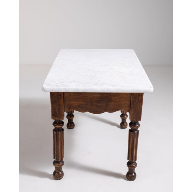 French Butcher's Table with Marble Top, Antique, France, Circa 1900 For Sale - Image 11 of 13