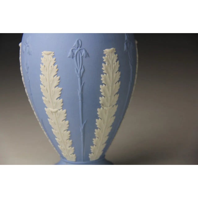 Vintage Wedgwood Acanthus and Bullrush Blue Jasperware Vase For Sale - Image 6 of 11