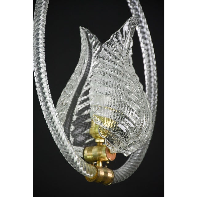 1940s Charming Transparent Art Decò Barovier E Toso Pendant Light Murano Glass For Sale - Image 12 of 12