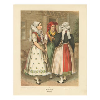 Albert Kretschmer, Spreewald Folk Costumes, 1800s, Paper For Sale