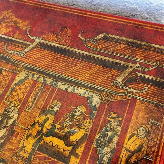 Chinese End Table Nightstand Cabinet Vinyl Wrapped For Sale - Image 4 of 12