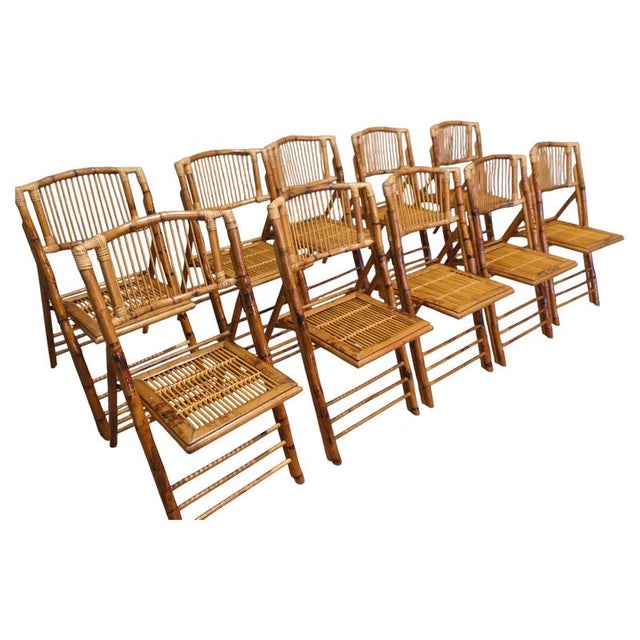 Brown Large Bamboo Plantation Dining Chairs, 1970, Set of 10 For Sale - Image 8 of 8