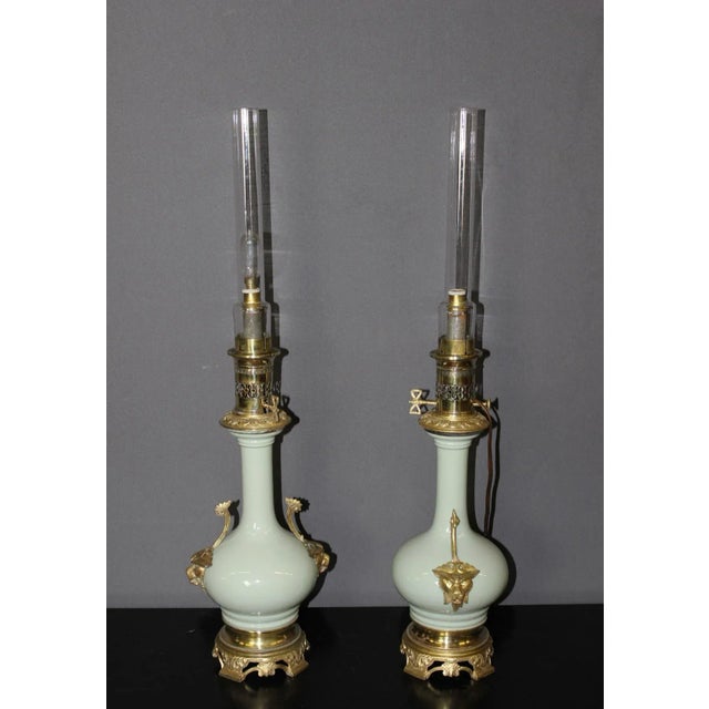 Oil Lamps in Porcelain and Bronze, Set of 2 For Sale - Image 10 of 14