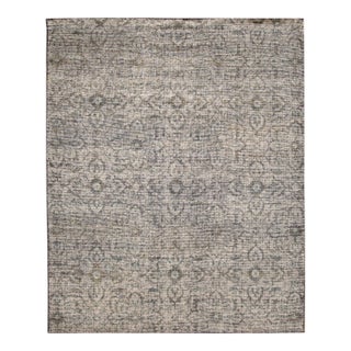 Allover Contemporary Soumak Style Wool Rug in Gray For Sale