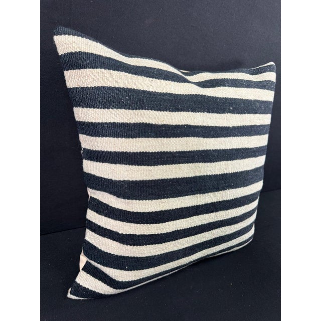 Contemporary Turkish Hemp Pillow Cushion Natural Beige Black Pillow Cushion Cover 24x24 For Sale - Image 3 of 4