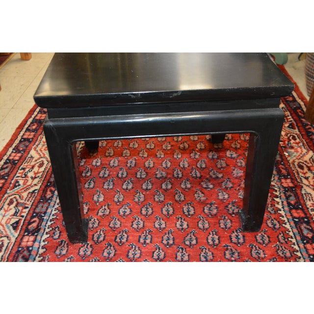 Great little wooden table by Bill Meyer Lamps, Hong Kong. Black lacquer. Shapely legs.