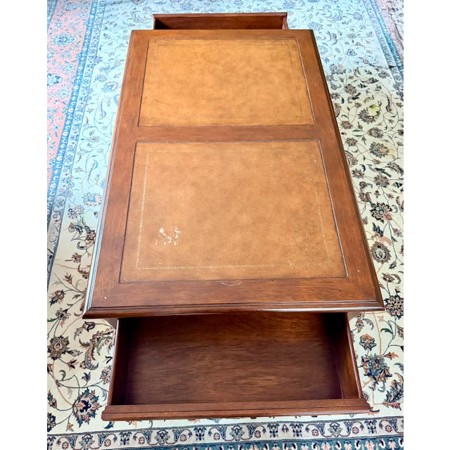 Ethan Allen Vintage Ethan Allen Townhouse Collection Morley Mahogany & Burl Coffee Table For Sale - Image 4 of 9
