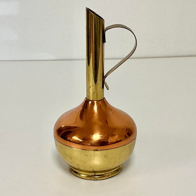 Copper Mid-Century Boho Chic Arts & Crafts Copper & Brass Bud Vase For Sale - Image 8 of 9
