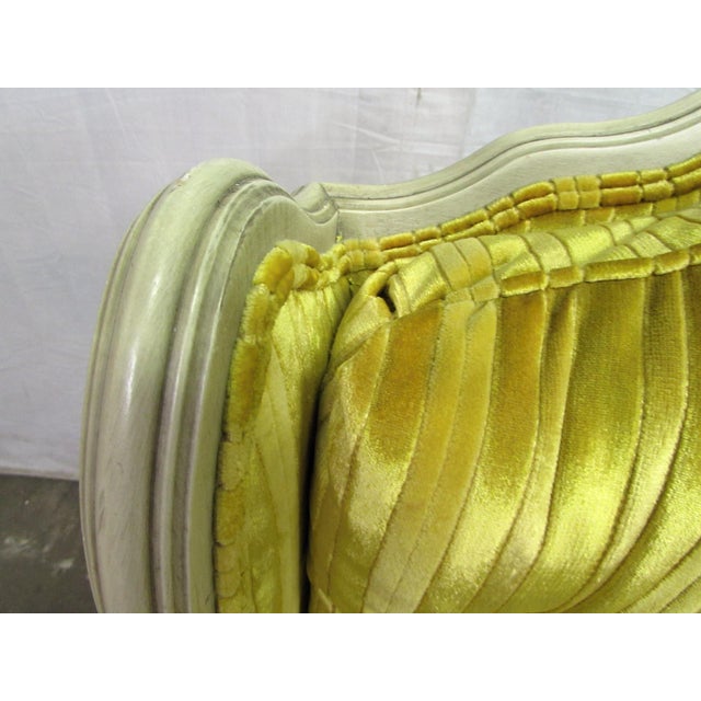 Pair of Early 20th Century Hollywood Regency Yellow Velvet Parlor Chairs For Sale - Image 10 of 11