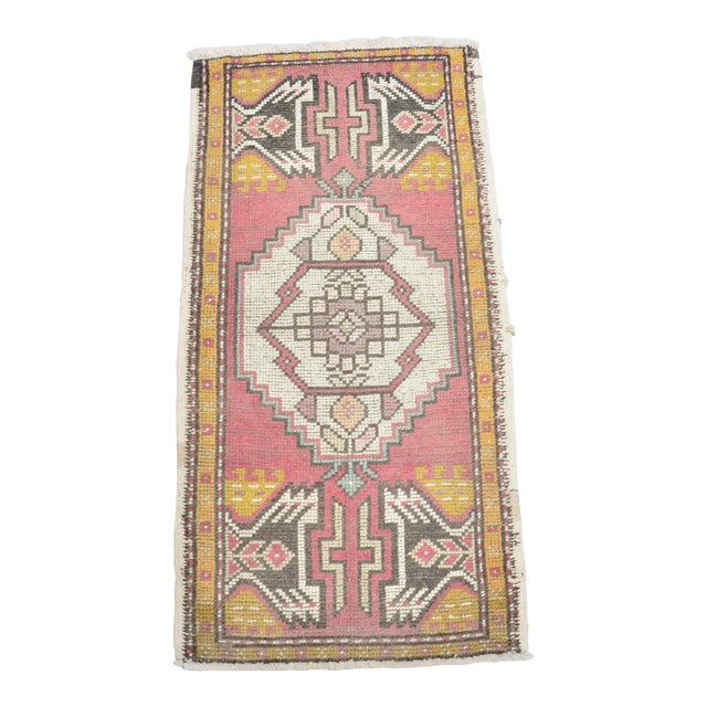 1960s Anatolian Unique Tribal Wool Small Carpet For Sale