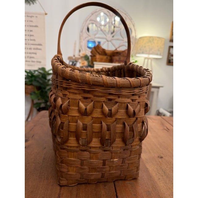 antique or vintage folk art split-wood or splint gathering basket