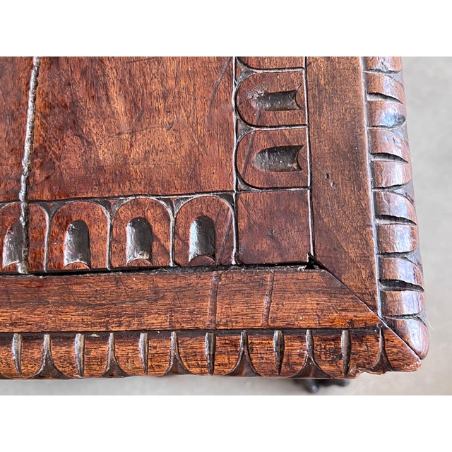 17th Century Italian Carved Cassone Trunk with Original Hardware For Sale - Image 12 of 18