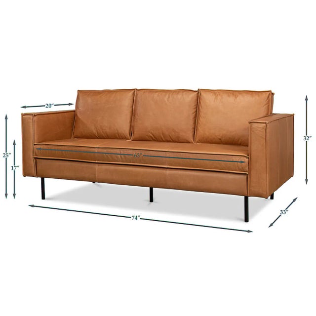Mid-Century Modern Modern Leather Sofa For Sale - Image 3 of 8