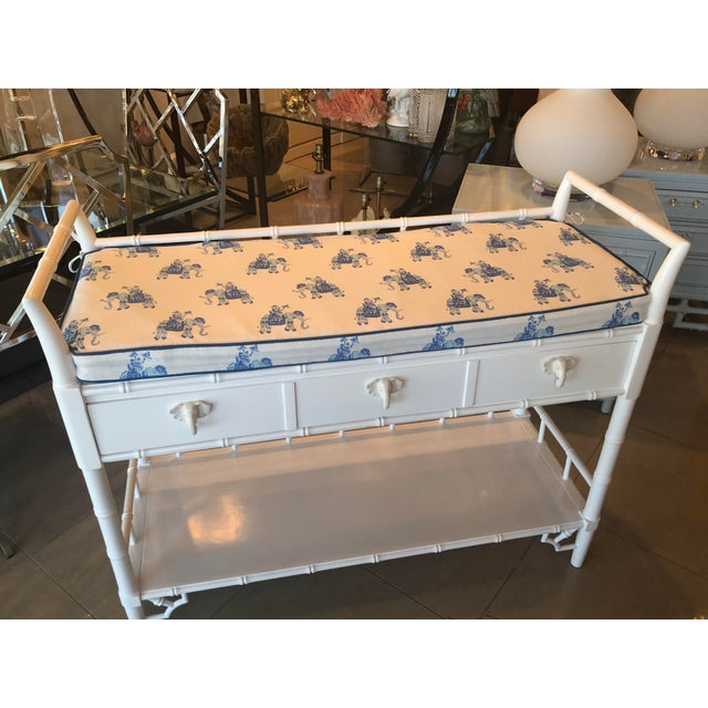 Textile Vintage Lilly Pulitzer Boys Faux Bamboo White Lacquered Baby Changing Table For Sale - Image 7 of 12