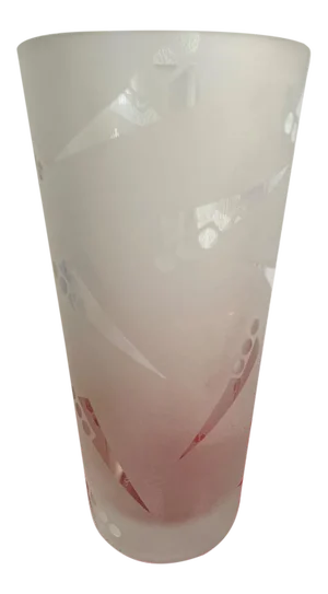 1990s Memphis Milano Geometric Etched Art Glass Vase