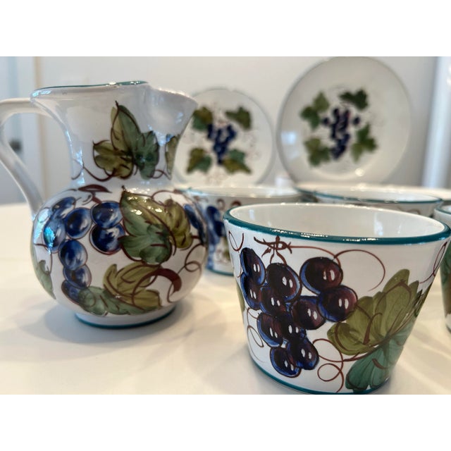 Late 20th Century Vintage Tuscan Style Grapevine Luncheon Set for Six & Pitcher, Made in Italy- 19 Pieces For Sale - Image 5 of 11