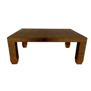 Ficks Reed Woven Rattan Coffee Table For Sale