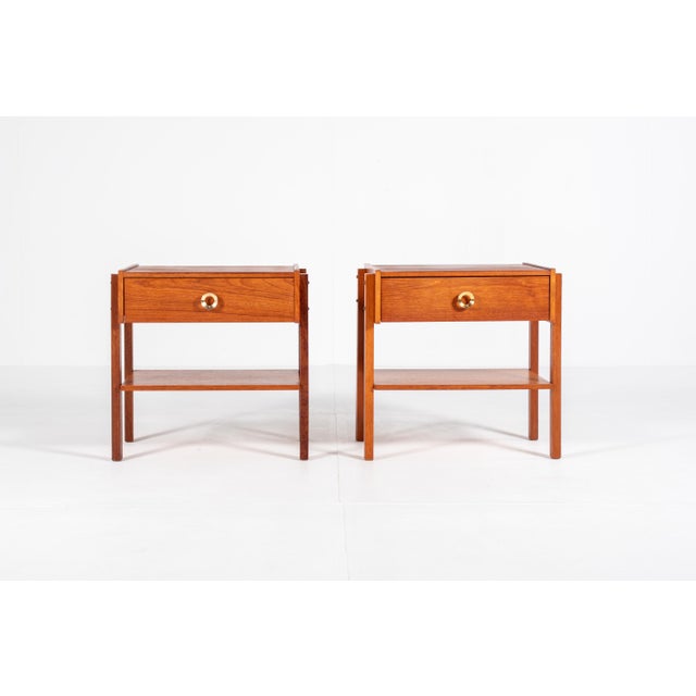 1960s Vintage Danish Teak Veneer Bedside Tables, 1960s, Set of 2 For Sale - Image 5 of 12