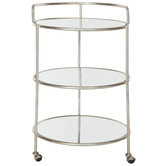 2020s Contemporary Round Glass Bar Cart in Silver For Sale - Image 5 of 5