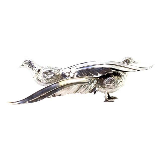 Silver Pheasants with Reliefs and Applications For Sale
