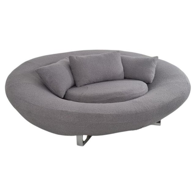 Oval DS-152 Lounge Sofa in Grey Bouclé Fabric from de Sede For Sale - Image 4 of 7