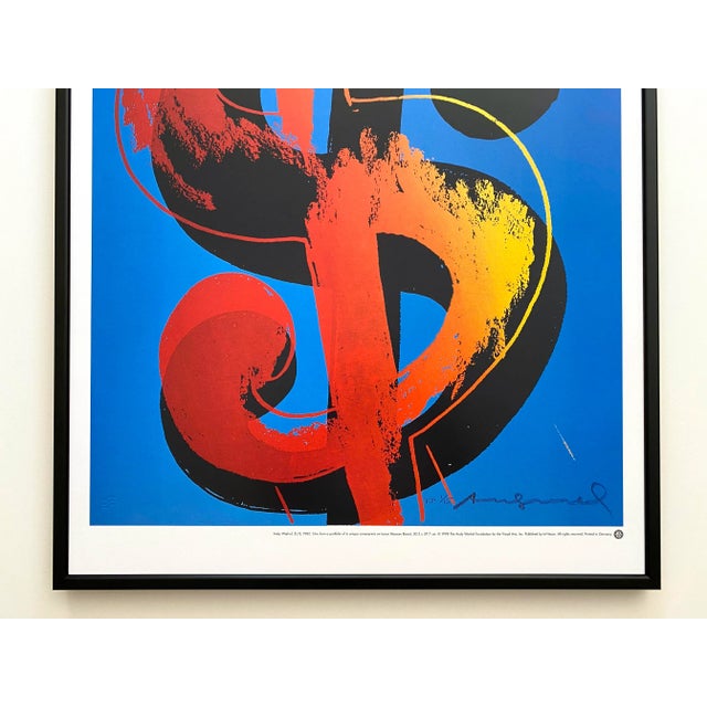 Contemporary Andy Warhol Foundation Vintage 1998 Lithograph Print Framed Pop Art Poster " $ ( 1 ) ", 1982 For Sale - Image 3 of 13