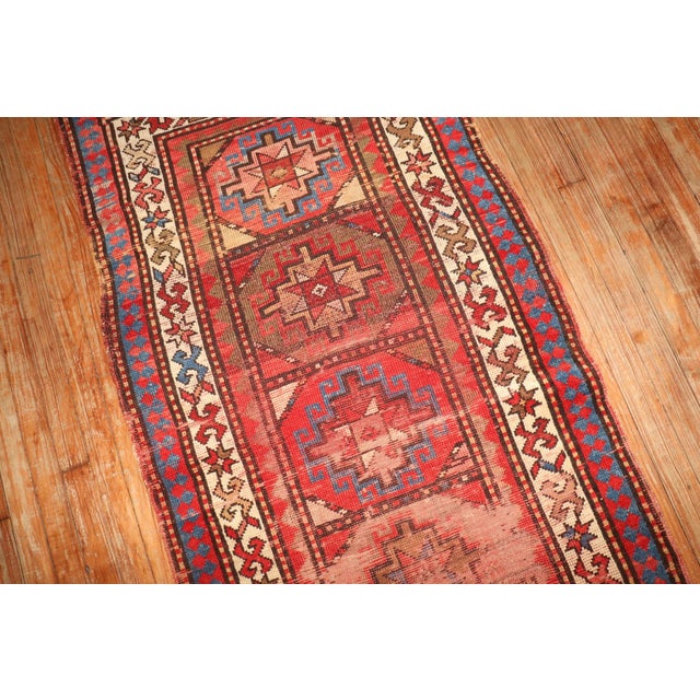 Shabby Chic Late 19th Century Shabby Chic Moghan Kazak Runner rug no.j3946 For Sale - Image 3 of 9