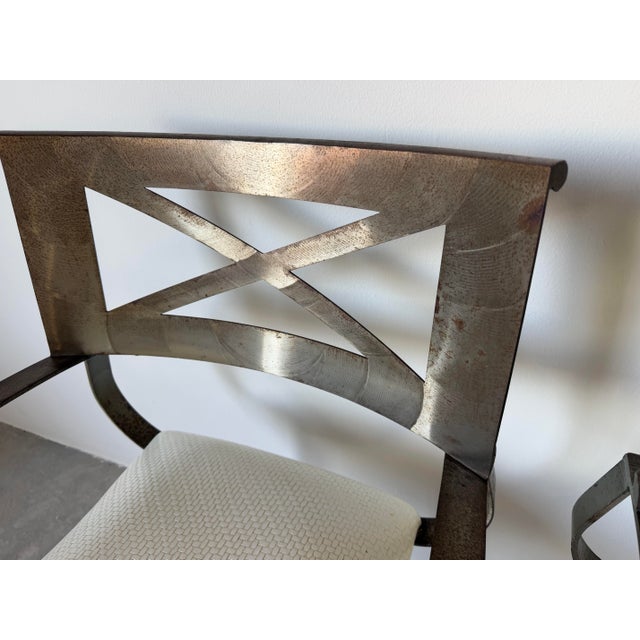 Vintage Shaver Howard Modernist Industrial Brushed Steel Armchairs – Pair For Sale - Image 10 of 12