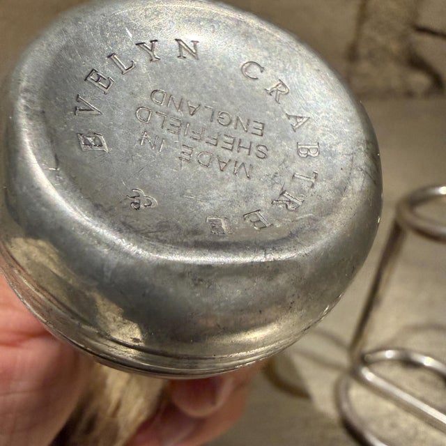 Metal Antique Sheffield England Shaving Brush on Stand Crabtree & Evelyn For Sale - Image 7 of 11